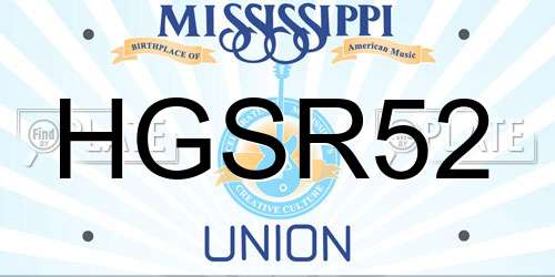 HGSR52 Mississippi License Plate