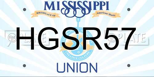 HGSR57 Mississippi License Plate