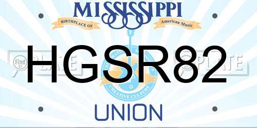 HGSR82 Mississippi License Plate