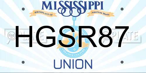 HGSR87 Mississippi License Plate