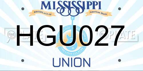 HGU027 Mississippi License Plate