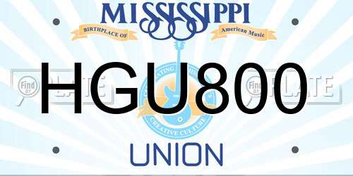 HGU800 Mississippi License Plate