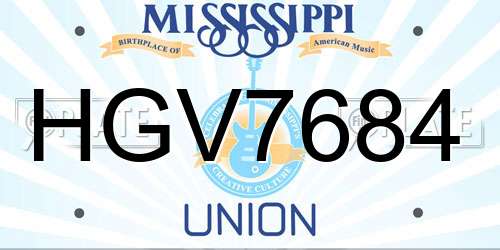 HGV7684 Mississippi License Plate