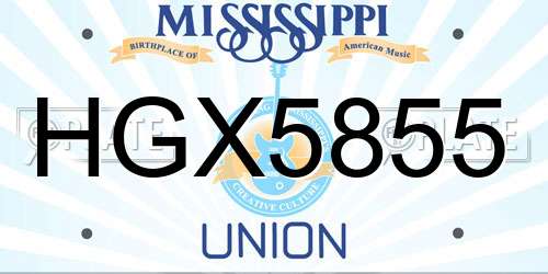 HGX5855 Mississippi License Plate