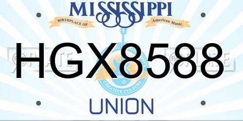 HGX8588 Mississippi License Plate