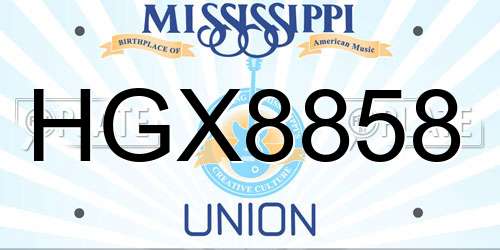 HGX8858 Mississippi License Plate