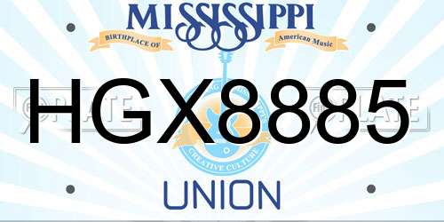 HGX8885 Mississippi License Plate