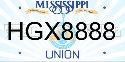 HGX8888 Mississippi License Plate
