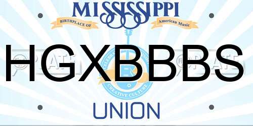 HGXBBBS Mississippi License Plate