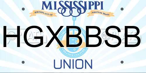 HGXBBSB Mississippi License Plate