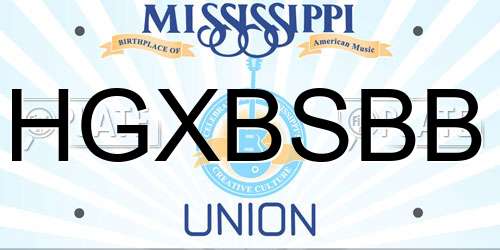 HGXBSBB Mississippi License Plate