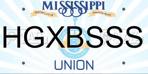 HGXBSSS Mississippi License Plate