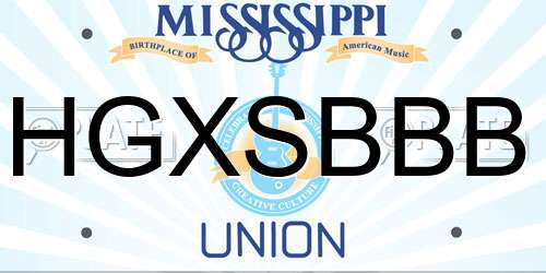 HGXSBBB Mississippi License Plate