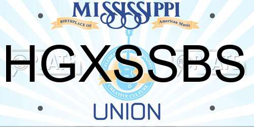 HGXSSBS Mississippi License Plate