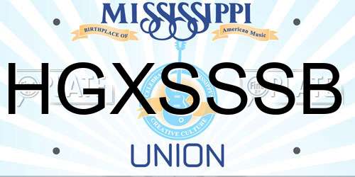 HGXSSSB Mississippi License Plate
