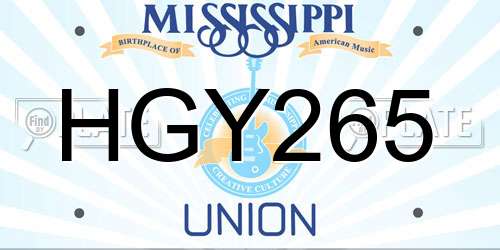 HGY265 Mississippi License Plate