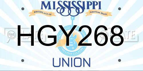 HGY268 Mississippi License Plate