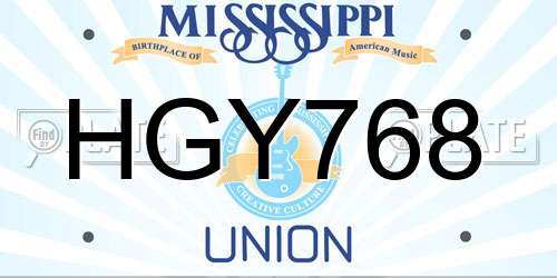 HGY768 Mississippi License Plate