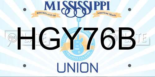HGY76B Mississippi License Plate