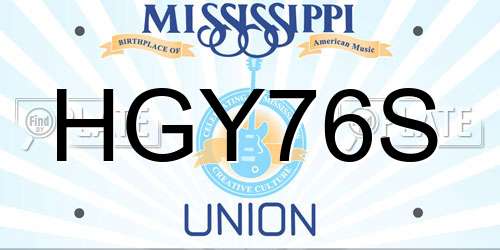 HGY76S Mississippi License Plate