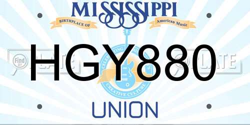 HGY880 Mississippi License Plate