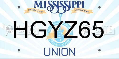HGYZ65 Mississippi License Plate