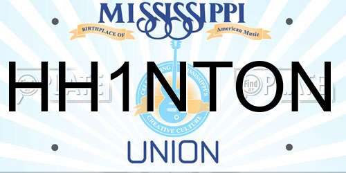 HH1NTON Mississippi License Plate