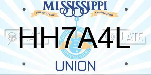 HH7A4L Mississippi License Plate