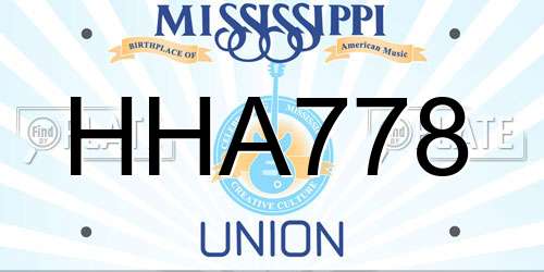 HHA778 Mississippi License Plate