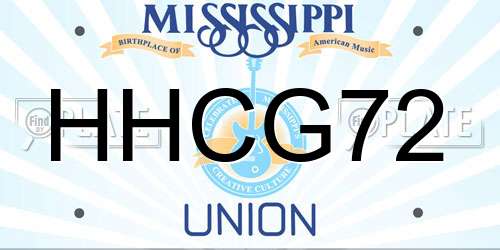 HHCG72 Mississippi License Plate