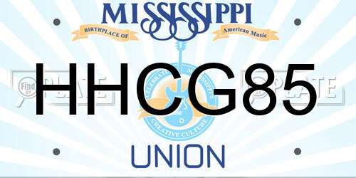 HHCG85 Mississippi License Plate
