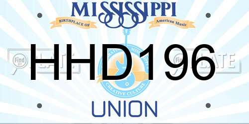 HHD196 Mississippi License Plate