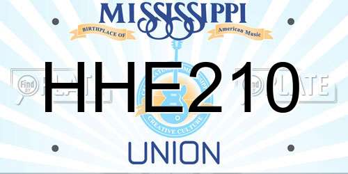 HHE210 Mississippi License Plate