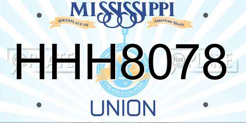 HHH8078 Mississippi License Plate