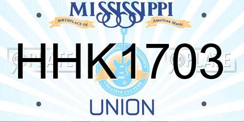 HHK1703 Mississippi License Plate