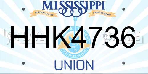 HHK4736 Mississippi License Plate