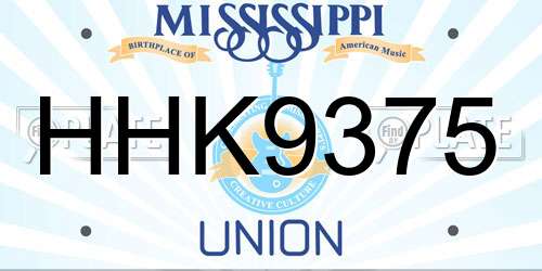 HHK9375 Mississippi License Plate