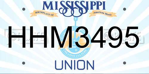 HHM3495 Mississippi License Plate