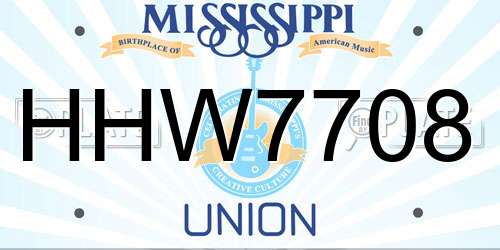 HHW7708 Mississippi License Plate
