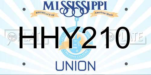 HHY210 Mississippi License Plate