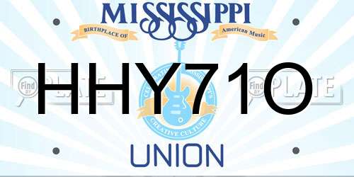 HHY71O Mississippi License Plate