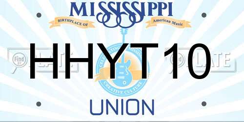 HHYT10 Mississippi License Plate