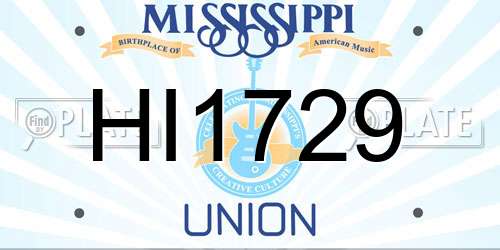 HI1729 Mississippi License Plate