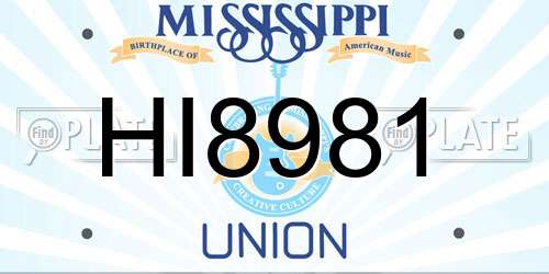 HI8981 Mississippi License Plate