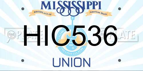 HIC536 Mississippi License Plate