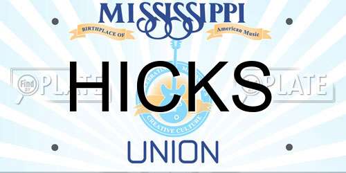 HICKS Mississippi License Plate