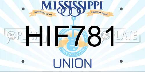 HIF781 Mississippi License Plate