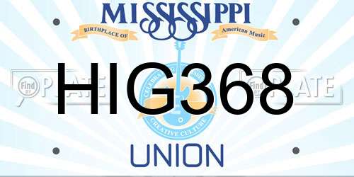 HIG368 Mississippi License Plate
