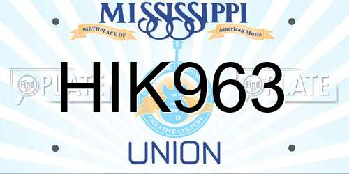 HIK963 Mississippi License Plate