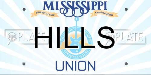 HILLS Mississippi License Plate